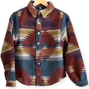 Boutique‎ Southwestern Aztec Shacket Overshirt NWOT Small